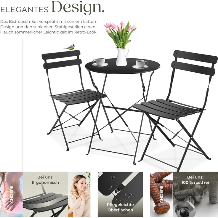 tectake Essgruppe Bistrotisch Set, (Set, 3-tlg), für 2 Personen – Bild 3