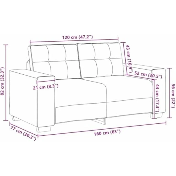 vidaXL Zweisitzer-Sofa Creme 120 cm Stoff 4105075 – Bild 3