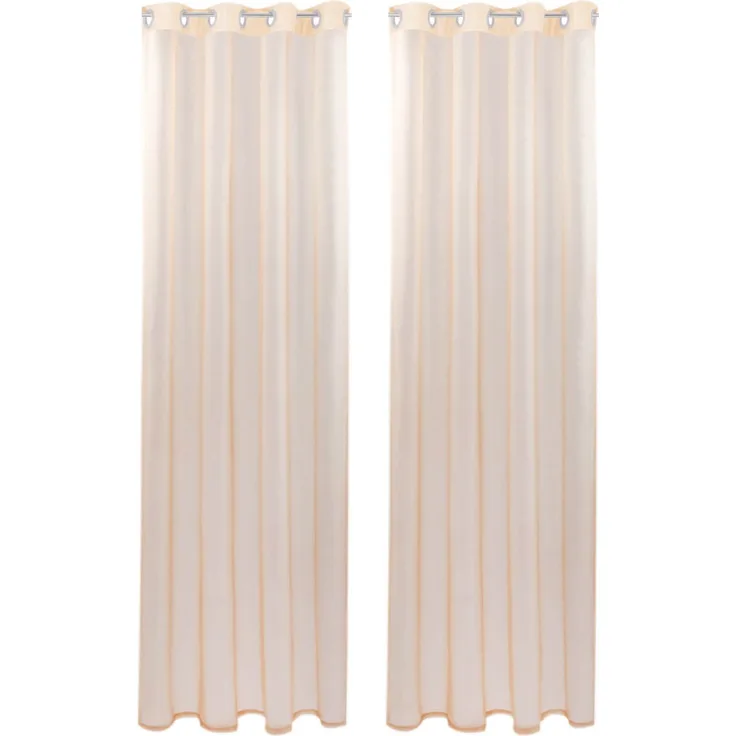 Bestlivings Transparente Beige Gardine mit Ösen 2er Pack (B140 x L175), viele Varianten erhältlich