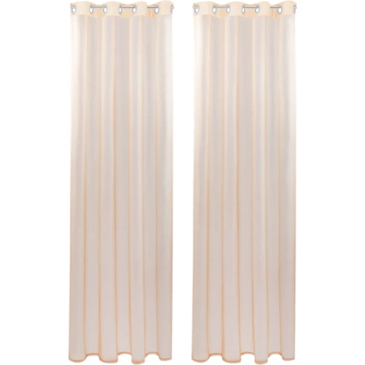 Bestlivings Transparente Beige Gardine mit Ösen 2er Pack (B140 x L175), viele Varianten erhältlich – Bild 1