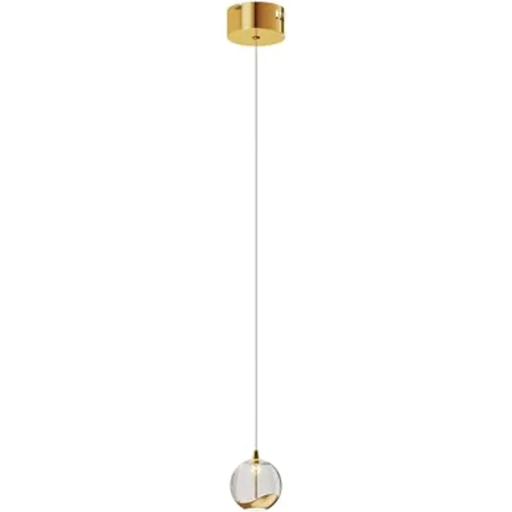 Lucande LED-Pendellampe Hayley, Kugelförmig, Ø 9 cm, goldfarbenes Glas mit Blasenstruktur