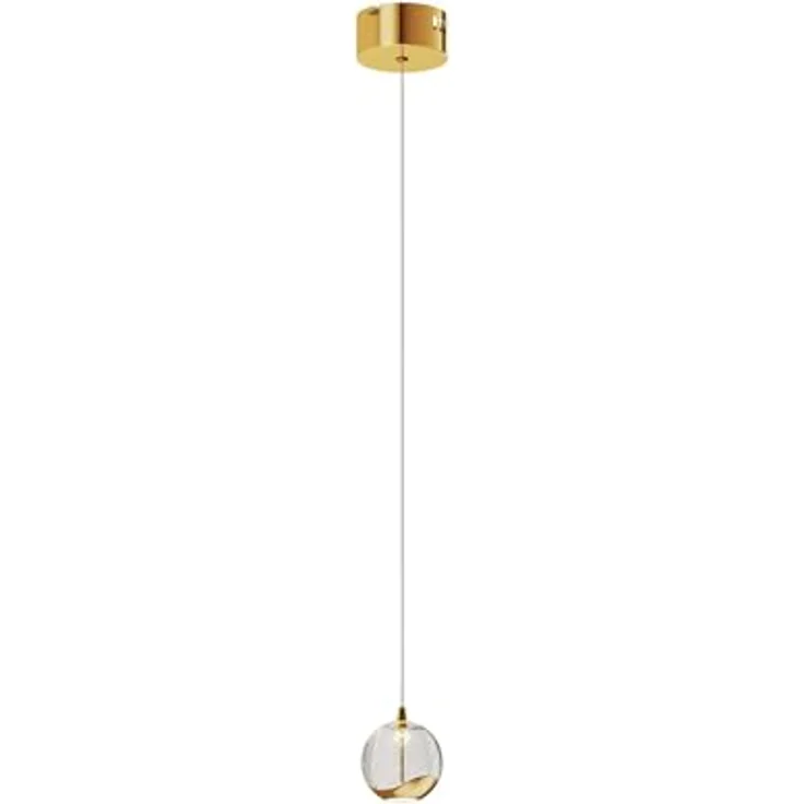 Lucande LED-Pendellampe Hayley, Kugelförmig, Ø 9 cm, goldfarbenes Glas mit Blasenstruktur – Bild 1