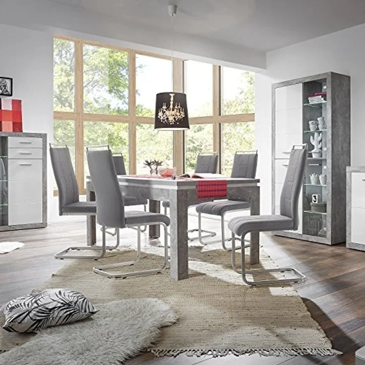 Esstisch STONE Esszimmertisch Dinnertisch Küchentisch Tisch ausziehbar in grau beton 140-180cm – Bild 2