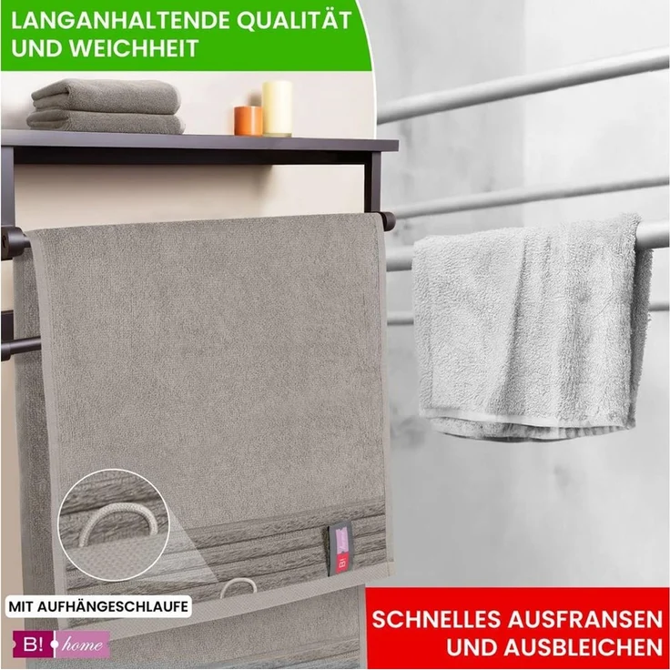 2er Set Saunatücher Plain grau-beige 90x200 - Farbe: Grau-Beige, Größe: 90x200 – Bild 3