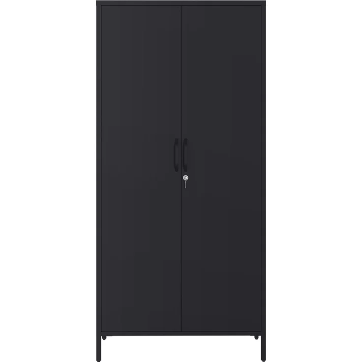 STEELSØN 'Menkent' Outdoor Metallschrank, Doppeltür mit Schloss, schwarz, 170x80x45 cm, mit 6 Einlegeböden, 8 höhenverstellbare Fächer – Bild 12