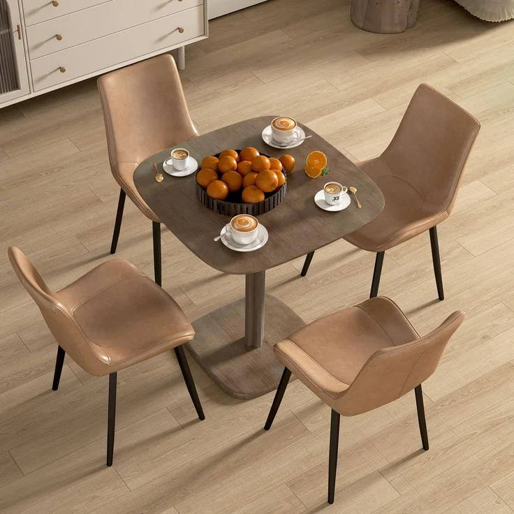JARDJ Esstisch für 4 Personen, quadratischer Küchentisch, modernes Design mit Tischplatte in Holzoptik, 70 x 70 cm, braun – Bild 8