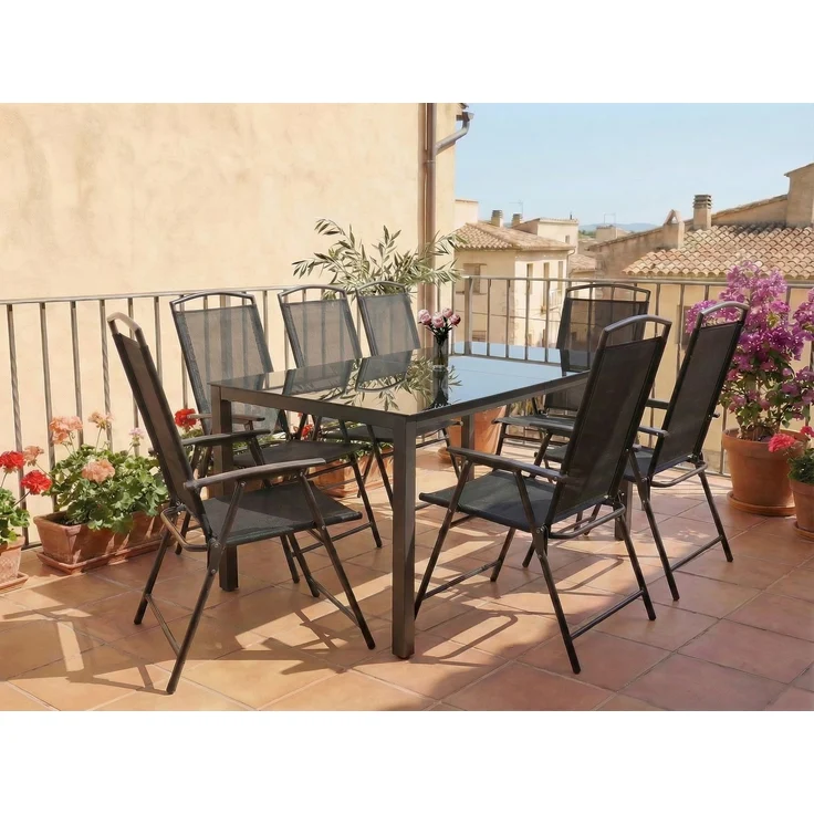 VCM Gartenmöbel-Set Garlos 918162 Schwarz H. 105 x B. 189 x T. 90 cm – Bild 5