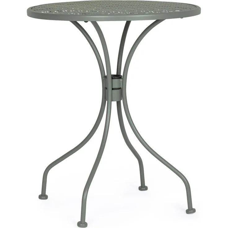 Gartentisch Ettezil aus Metall, klassisch rundes Design, dark olive, outdoor geeignet, für 2–3 Personen