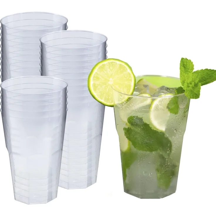 Silverkitchen 25x Cocktailbecher 200ml - Wiederverwendbare Partybecher Cocktail Becher aus Hartplastik Mehrwegtrinkbecher Made In Germany, Glasklar