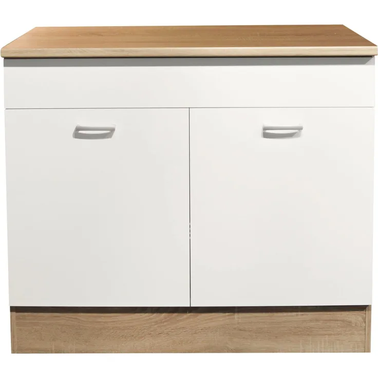 Spülenunterschrank >Ailina< in Sonoma-Eiche / weiß - 100x90x60 (BxHxT)