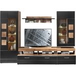 Wohnwand SONATE schwarz supermatt Hirnholz inkl. LED