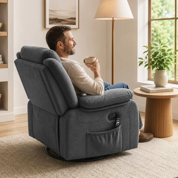 HOMCOM Relaxsessel, Polyester, Schaumstoff, Grau, 92 x 92 x 102 cm – Bild 9