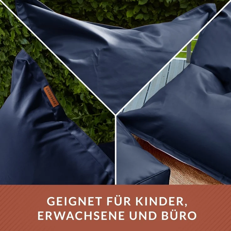 Green Bean® XXL Riesen-Sitzsack aus Kunstleder mit EPS Perlen Füllung - 140 x 180 cm 380 Liter - Bean Bag - - Dunkelblau – Bild 3