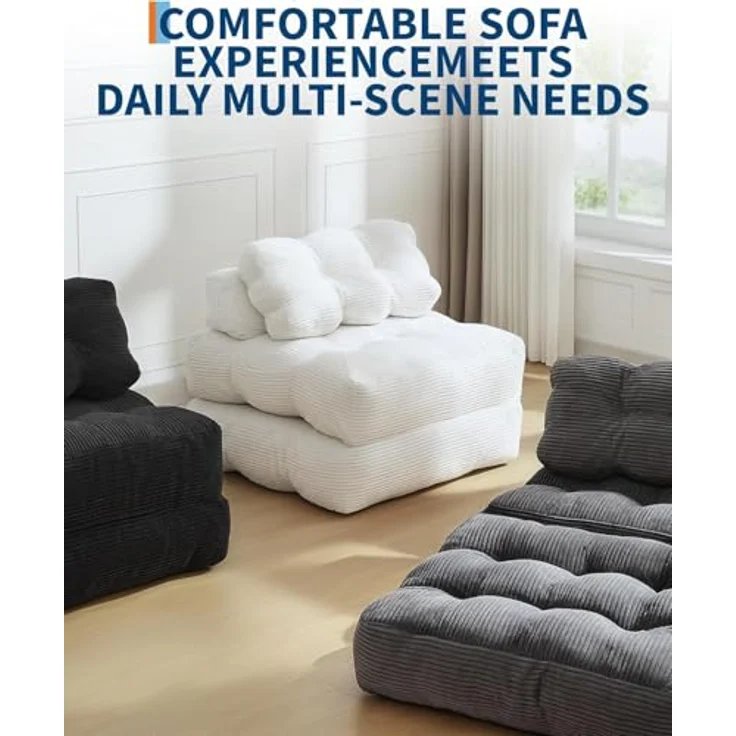 GarveeHome 3-in-1 Faltbares Schlafsofa für Wohnzimmer – Bequemer Bodensessel als Einzelbett, umwandelbarer Lounger mit Rückenlehne & Kissen, platzsparend, ideal als Gästebett oder Relaxsessel – Bild 4