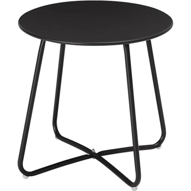 eSituro Beistelltisch rund, Balkontisch Gartentisch, Kaffeetisch Couchtisch Sofatisch Wohnzimmertisch, Kleiner Tisch für Wohnzimmer Balkon Terrasse Garten, aus Metall, φ45xH45 cm, Schwarz – Bild 8