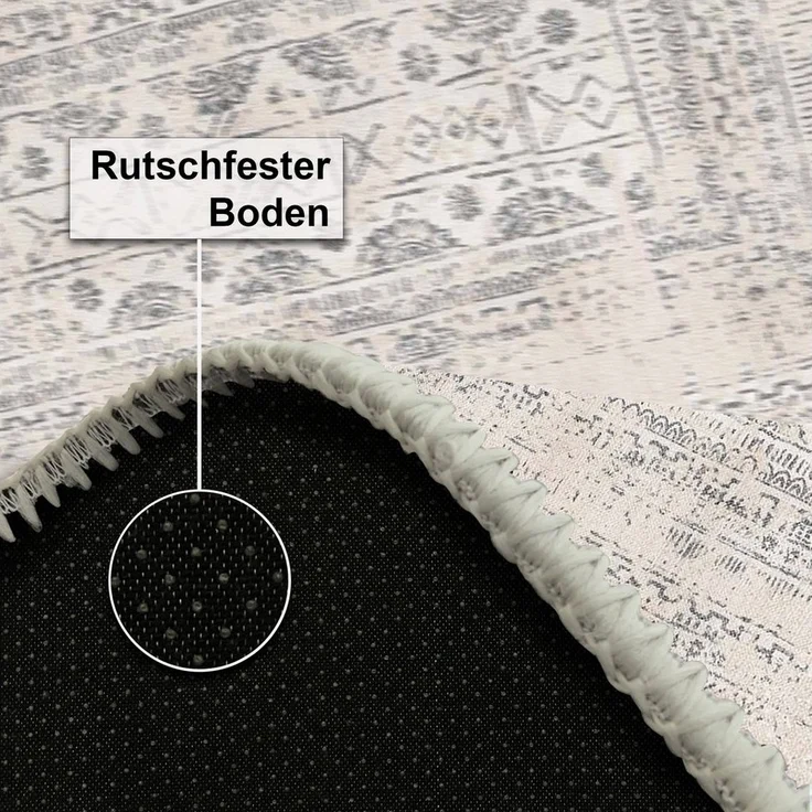 Bamyum Teppich DUNCAN Teppich mit Chenille-Druck, Waschbarer, Antibakteriell Teppich, Höhe: 80 mm, Einzelstück – Bild 3