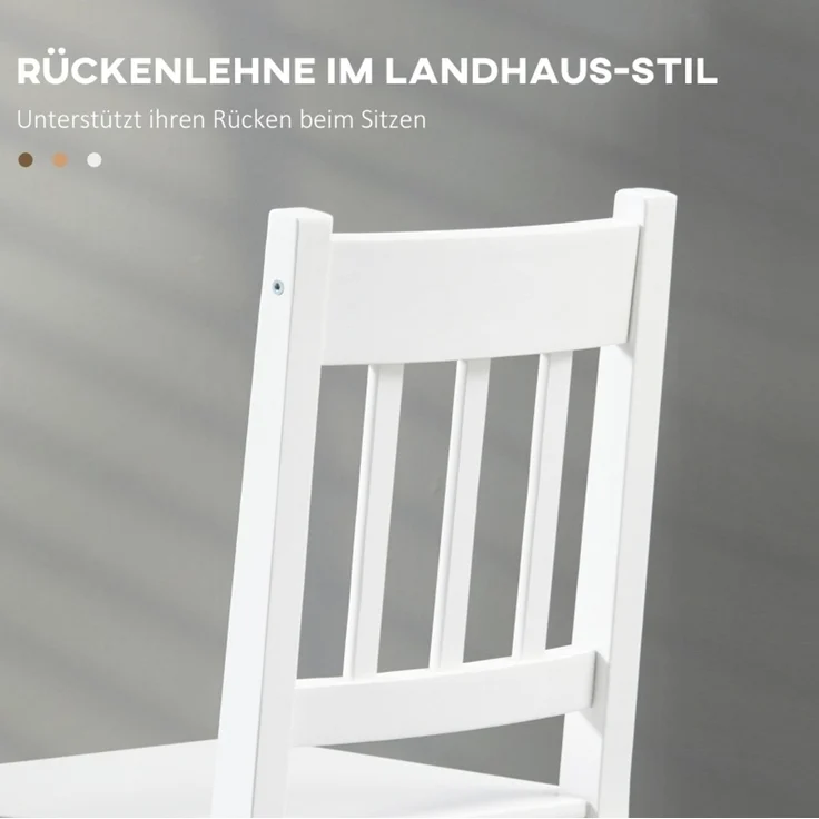 Esszimmerstühle 2er-Set aus massivem Kiefernholz, 41x46,5x85,5 cm, Weiß – Bild 6