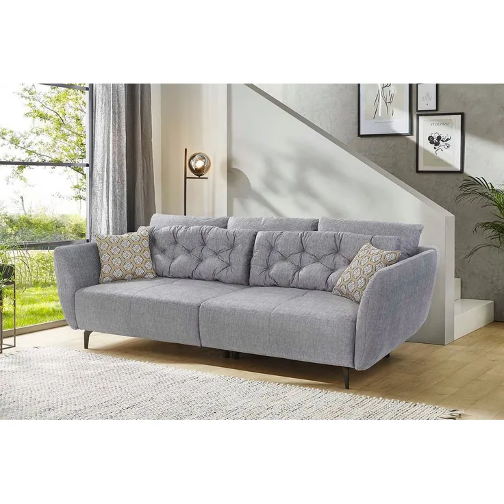 Jockenhöfer Gruppe Big-Sofa Spa, im Retrolook mit Wellenfederung, und frei im Raum stellbar, inkl. 7 Kissen