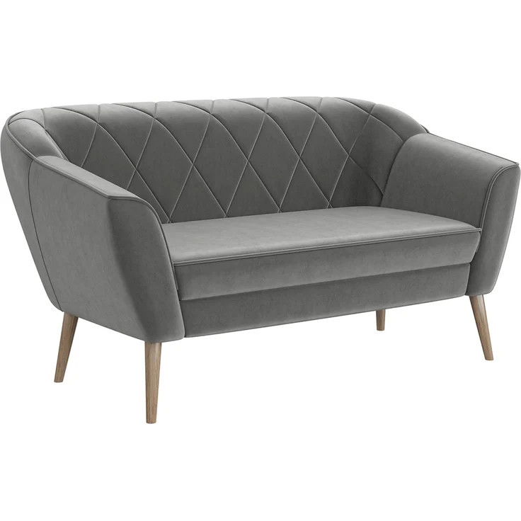 MEBLINI Mini Sofa 2-Sitzer für Wohnzimmer - Mini Lounge für zwei Personen - Küchensofa - Sofa Klein - GISELA - 2 - Hellgrau Samt – Bild 1