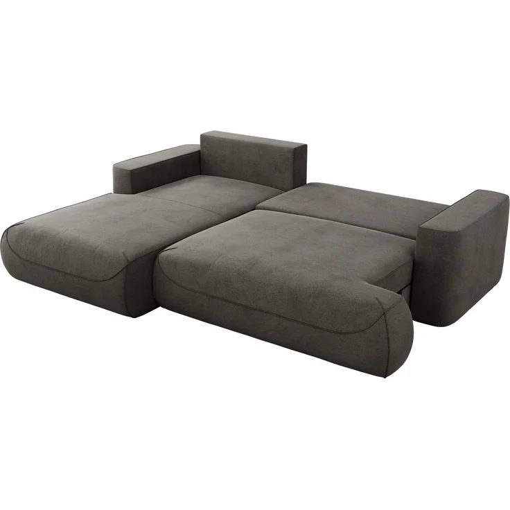 Ecksofa OVO mit schlaffunktion und bettkasten, Wellenfeder, lose Kissen, L-form 271x195 cm - Dunkelgrau Velvet - linke Seite – Bild 5