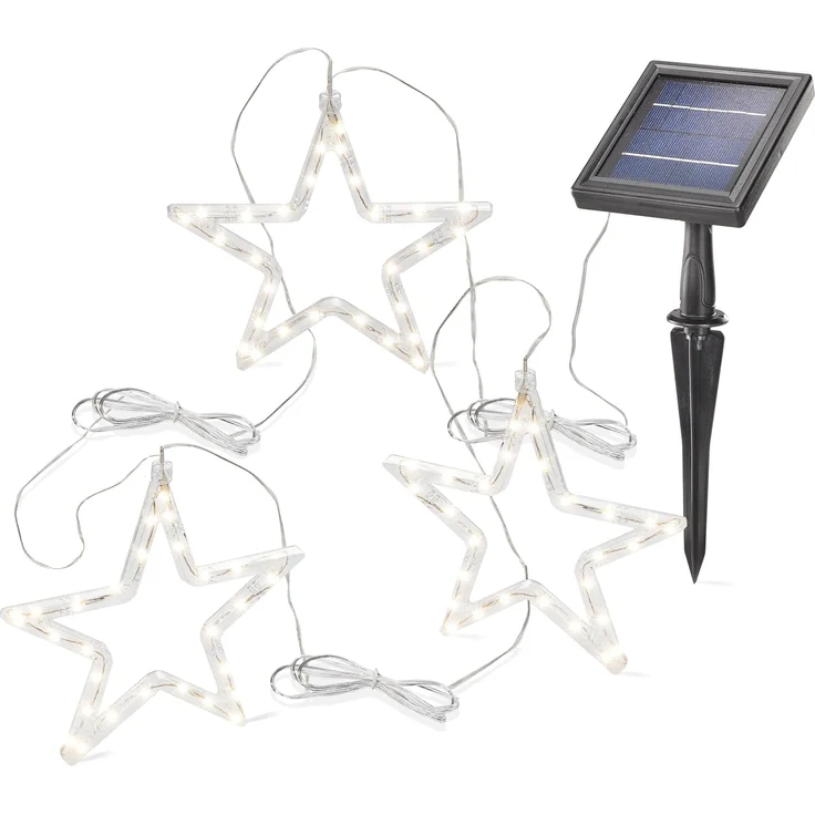 esotec LED-Lichtervorhang Solar Sternenregen 3 Weihnachtssterne je 28 LEDs 2800K outdoor 102580 – Bild 2
