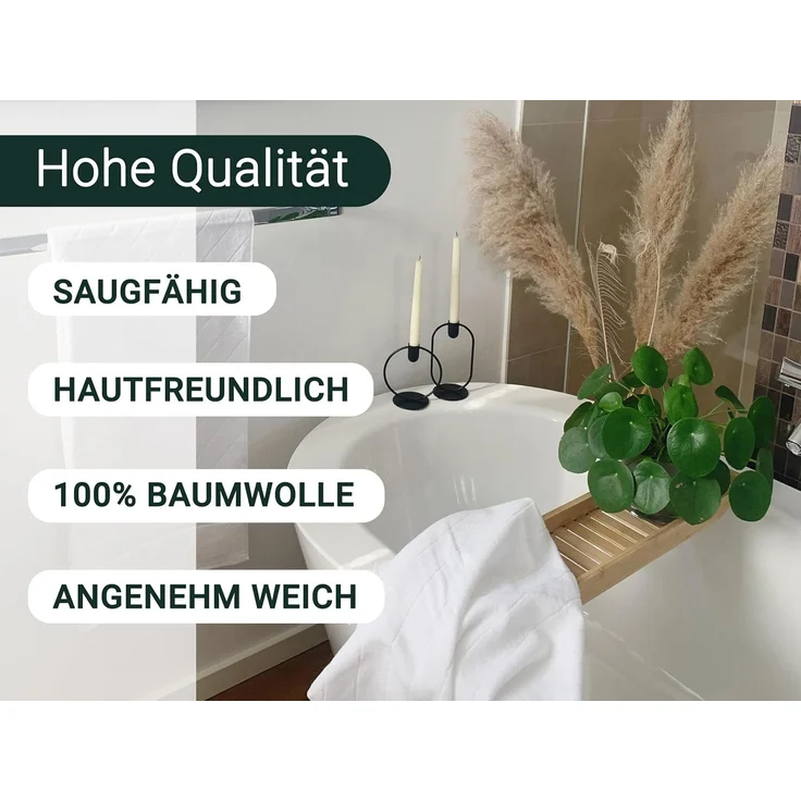 ZOLLNER 2er Set Duschtücher, Baumwolle, 70x140 cm, weiß mit Diagonalstreifen – Bild 3