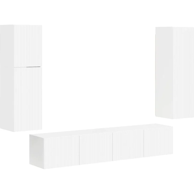 vidaXL TV-Schrankset Wandmontiert 4 pcs Hochglanz Weiß Holzwerkstoff 3409037 – Bild 2