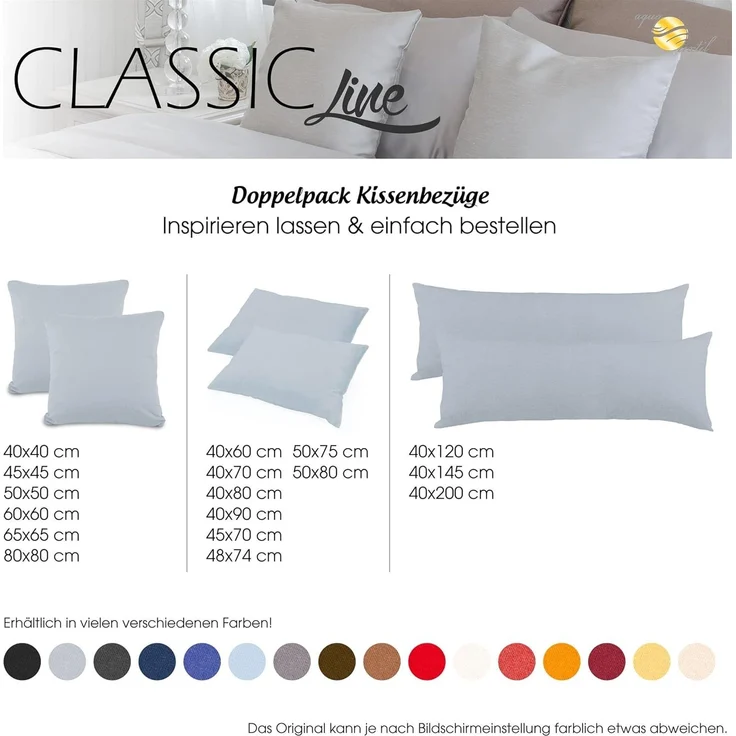 aqua-textil Classic Line Kissenbezug 2er-Set 40x120 cm dunkel blau Baumwolle Seitenschläferkissen Bezug Kissenhülle, Kopfkissenüberzug, Pillowcase, Bettkissen, Kopfkissenbezug, Reißverschluss – Bild 7