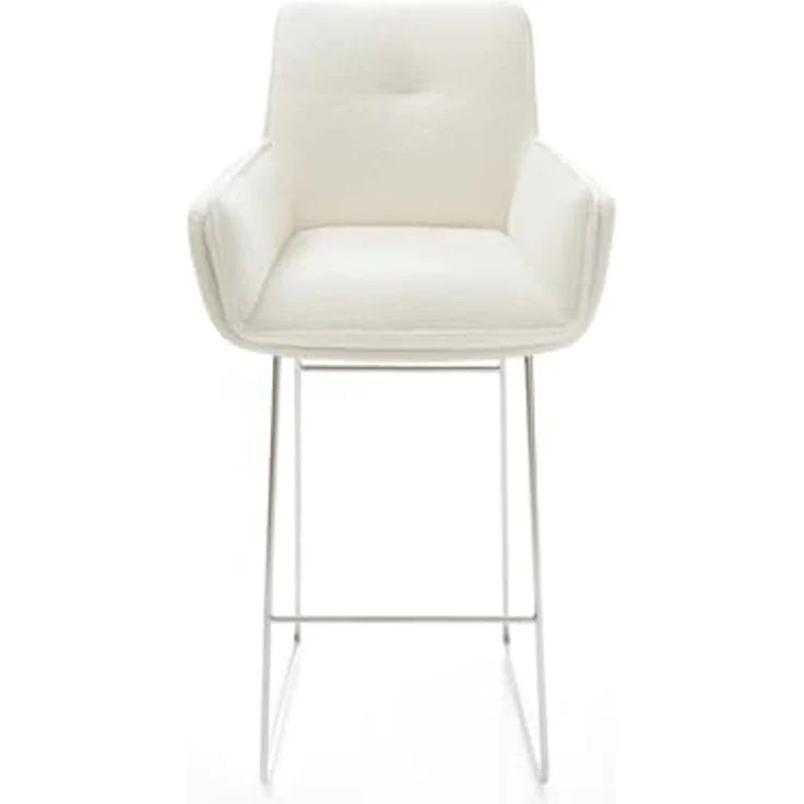 Barstuhl Nela-Flex Bouclé Soft Beige Kufengestell Edelstahl Silberfarben – Bild 3