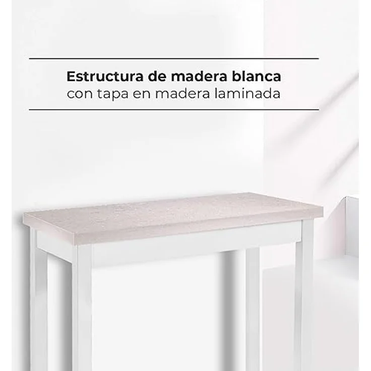 ASTIMESA Küchentisch im Buchstil ohne Schublade und Platte aus laminiertem Holz, Grau, 80 x 40 cm a 80 x 80 cm – Bild 4