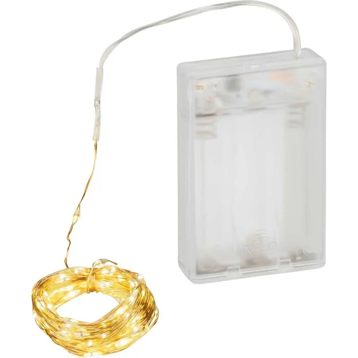 Coen Bakker Deco BV LED-Lichterkette Gold Wire, Batterie Draht gold 100 LED warmweiß 4,95m – Bild 2