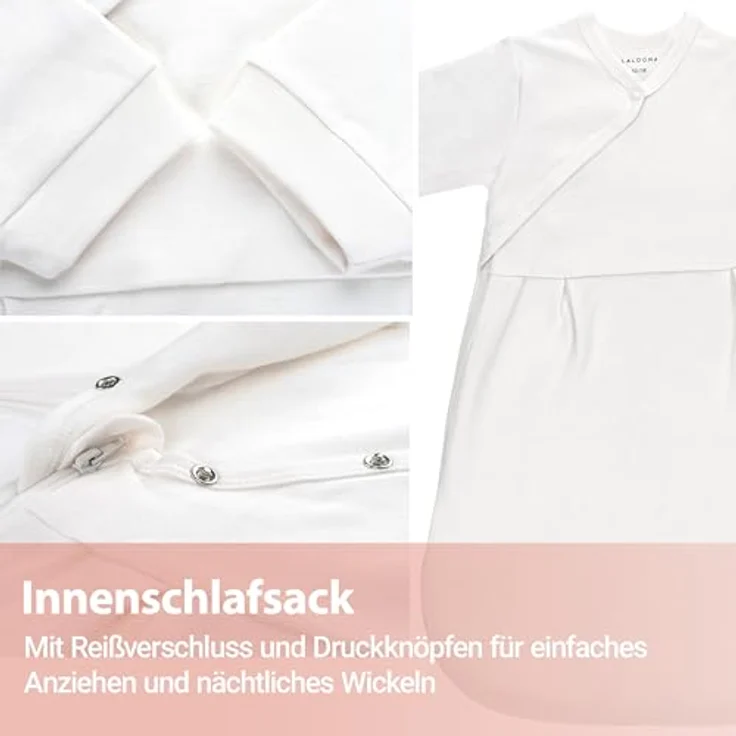 LaLoona 2-tlg. Schlafsack-Set - Dots - Light Taupe, Innenschlafsack aus Baumwolle, Größe 50/56, TOG 3,5 – Bild 6