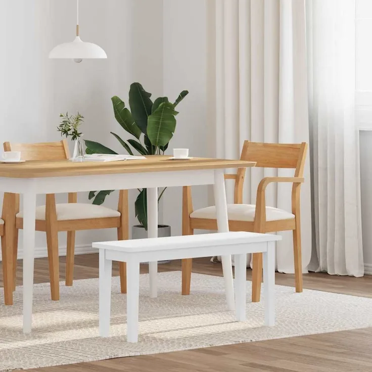 vidaXL Bank 90 cm Weiß Massivholz Gummibaum 4102599