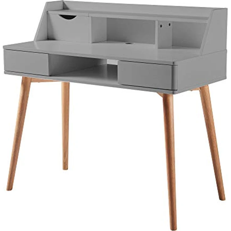 Teamson Home Holzschreibtisch Creativo mit Stauraum in Hellgrau/Naturbelassen – Bild 2