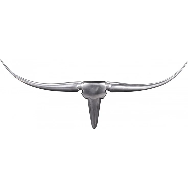 FineBuy Bull Geweih S Wanddekoration 74cm breit Alu Aluminium silber Aluminiumdekoration Wandgeweih Designdekoration – Bild 3