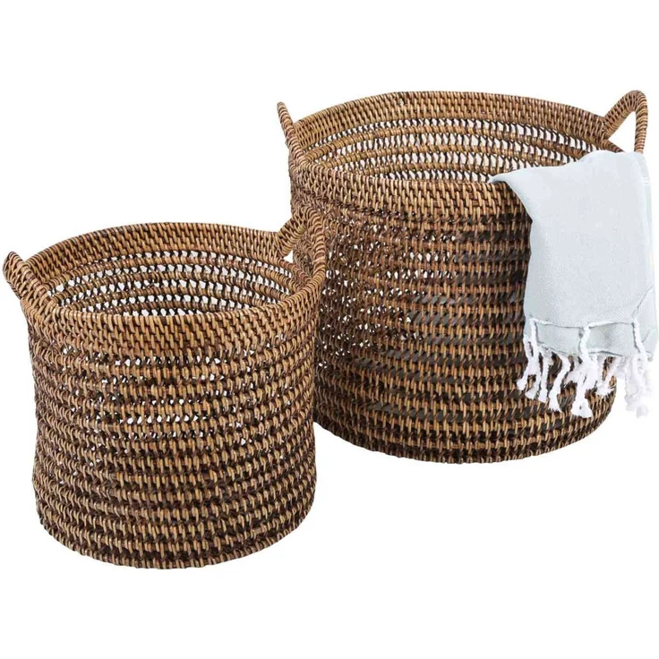 Rattan Korb Eda Braun mit Henkel L – Bild 6