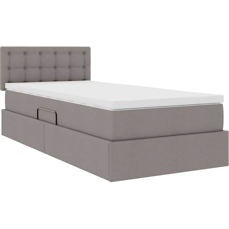 vidaXL LED-Speicherbett mit Matratze Taupe 90 x 200 cm Stoff 3371247 – Bild 6