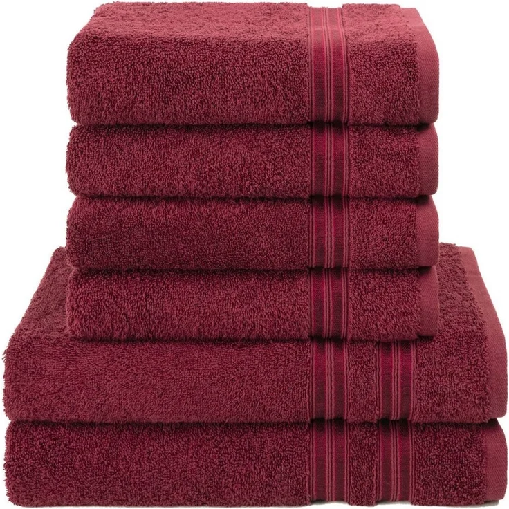 Hammetex 6 teiliges Handtuch Set, 100% Baumwolle Weich Saugstark Qualität Handtücher Set, 2 Badetücher 70x140 cm, 4 Handtücher 50x100 cm, Bordeauxrot – Bild 3