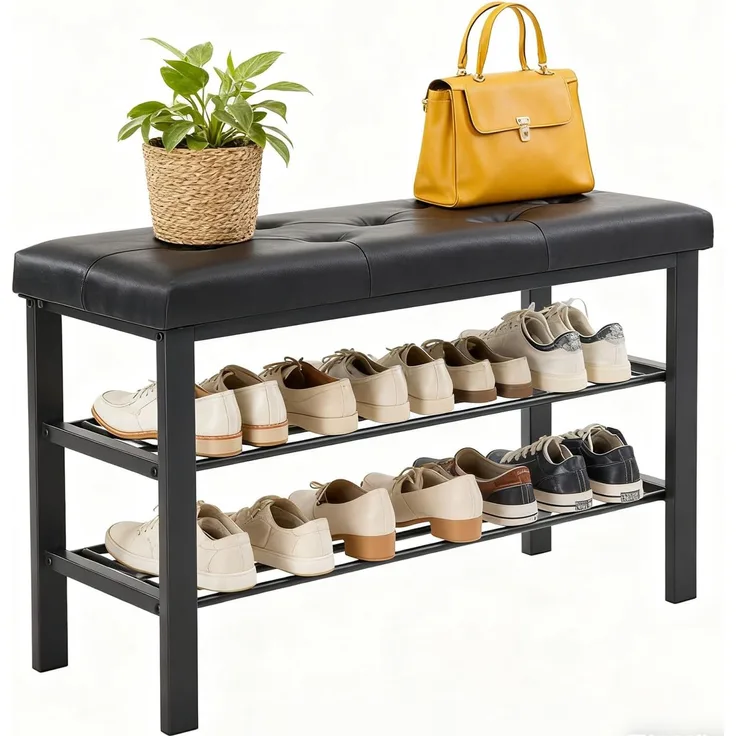 DUMOS Schuhbank Sitzbank Sitztruhe Eingangsbereich Nähte Mid-Century-Modern-Stil modern