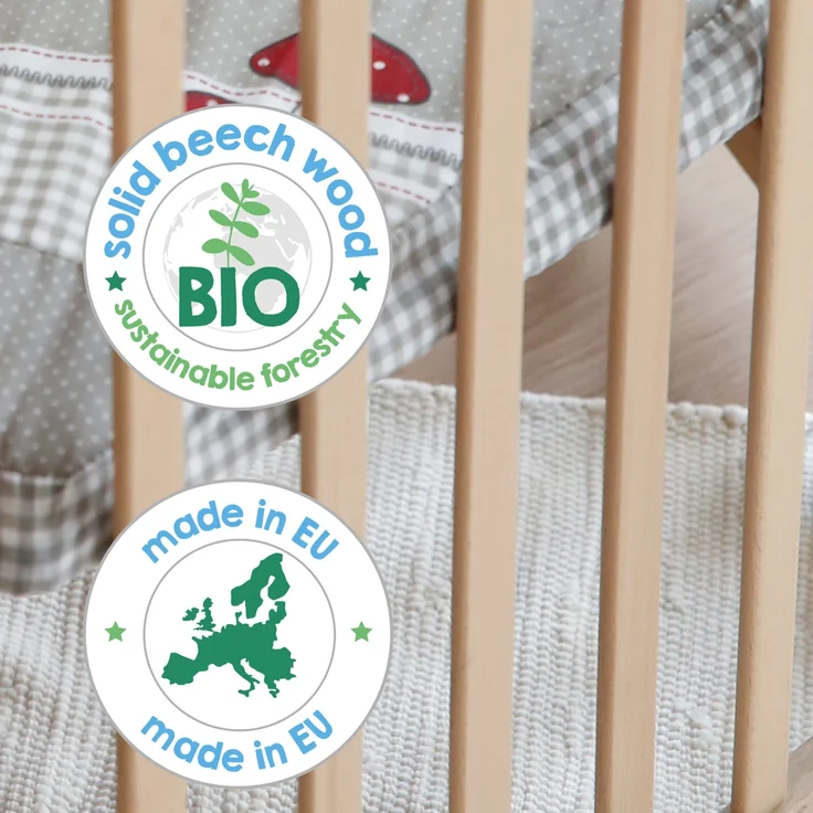 roba Laufgitter 'Adam & Eule' - Laufstall 6-eckig / hexagonal - Sicheres Spielgitter inkl. Schutzeinlage - Mobil dank Rollen - Holz natur – Bild 10