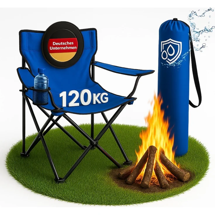 Coemo faltbarer Campingstuhl Faltstuhl mit Tragetasche in Blau – Bild 1