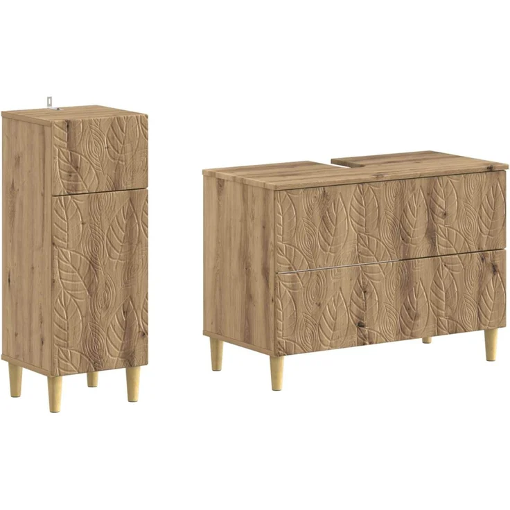 vidaXL 2-teiliges Badezimmer Schrank Set DELFT Artisan-Eiche 3417710 – Bild 2