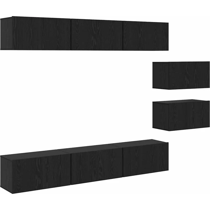 vidaXL TV-Schrankset Wandmontiert Schwarz Eichen-Optik Holzwerkstoff 3393352 – Bild 1
