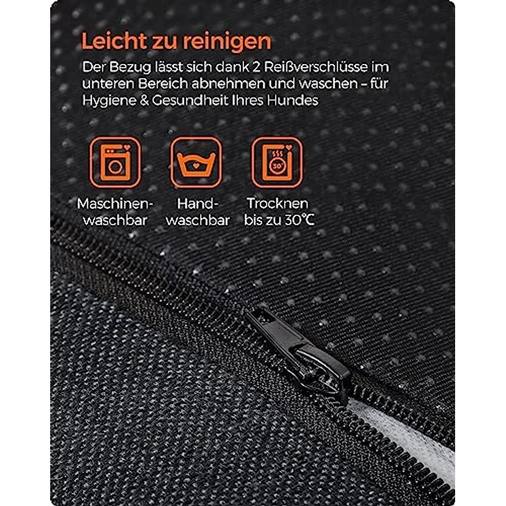 Feandrea Hundebett, Hundekissen in Leinenoptik, Hundekorb, erhöhte Ränder, rutschfeste Unterseite, Bezug abnehmbar waschbar, XXL, für extra große Hunde, 120 x 90 x 30 cm, dunkelgrau PGW013G01 – Bild 8