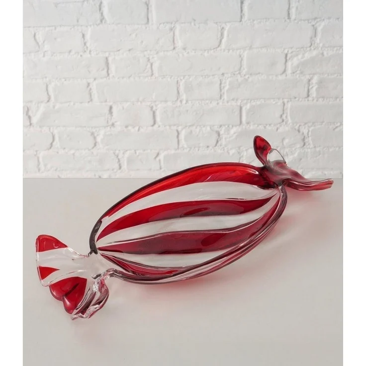 BOLTZE GRUPPE GmbH Servierplatte Servierschale SWEETY, 34,5 x 15,3 cm, Rot, Weiß, Glas, (1-tlg), in Form eines Bonbons – Bild 1