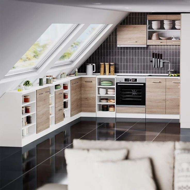 Küchenschrank für Dachschrägen R-Line Sonoma 60 cm mit 2 Türen, Schrankkorpus 60 cm Tiefe Vicco – Bild 6