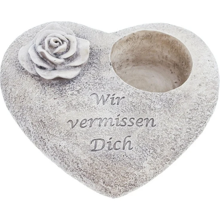 Grabschmuck Herz Liebe Deko Garten Tisch für Grab Kerze "Wir vermissen Dich" – Bild 2