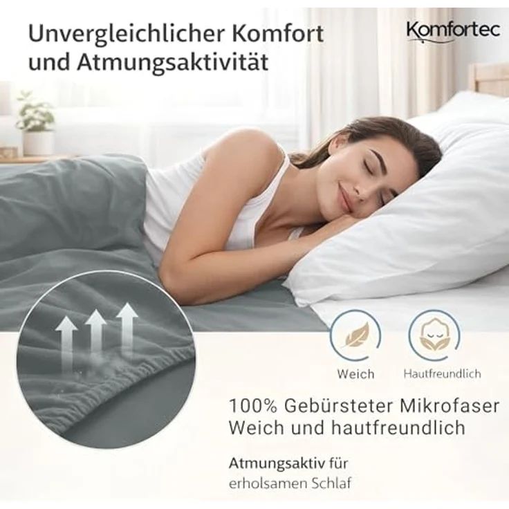 Komfortec Spannbettlaken Boxspringbett bis 15cm - 30cm Matratzenhöhe, Mikrofaser, Gummizug: Rundum, (2 Stück) – Bild 3