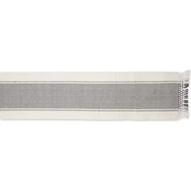 DII Dobby Stripe Woven Table Runner, Baumwolle, Cool Grey, 13x72 – Bild 3