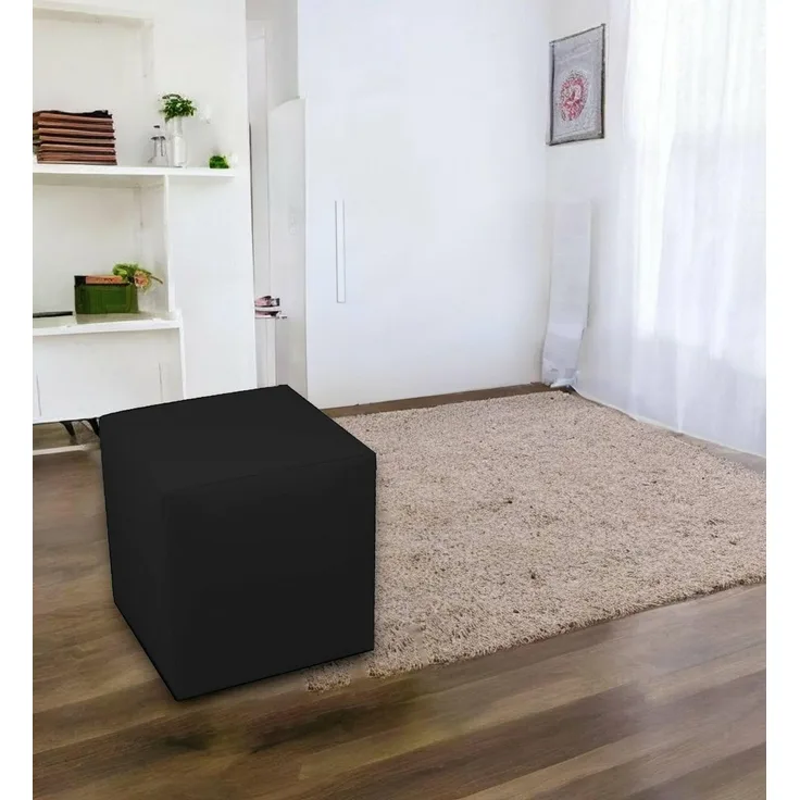 Talamo Italia - Pouf Acerbo, Mehrzwecksessel, Sitzsack, Hockerhocker, Made in Italy, 40x40 h42 cm, Schwarz